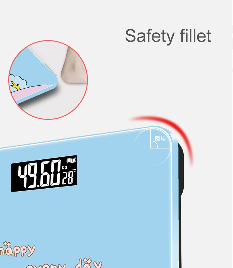 Cartoon digitale badkamerweegschaal body mi weegschaal vloer slimme kamerbalans gehard glas piratenkat kinderweegschaal