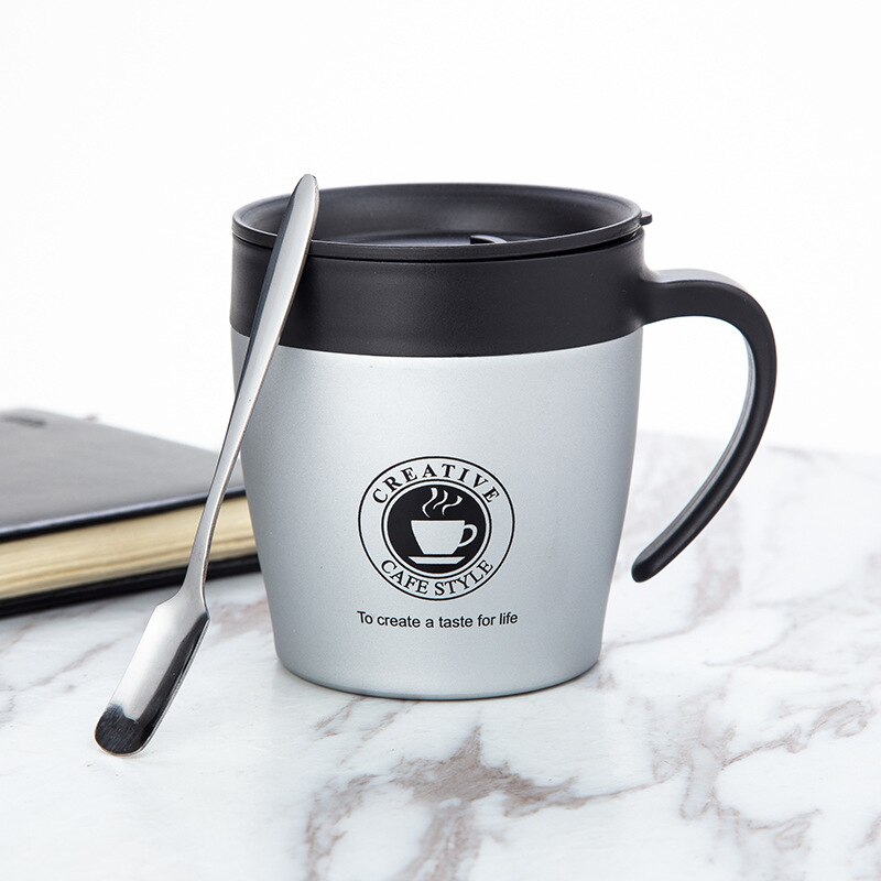 Upors 330ml kaffekopper 304 rustfrie vakuumisolerte termoskopper tumbler reise kaffekrus med lokk og skje