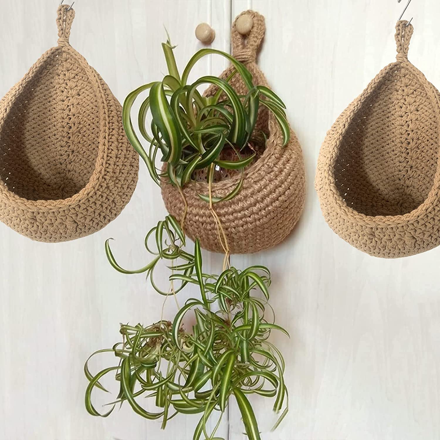 Woven Storage Baskets Wall Hanging Vegetable Fruit Rope Rattan Basket Kitchen Table Wall Hanging Storage Organizer Flower Vase