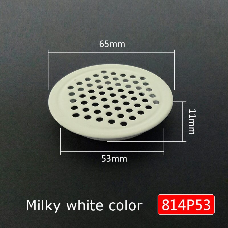 4 stk mælkehvidt skab luftspjæld lameller mesh hul rundt rustfrit stål flad overflade konveks overflade 19mm/25mm/30mm/35mm/53mm: Fladt hul dia .53mm