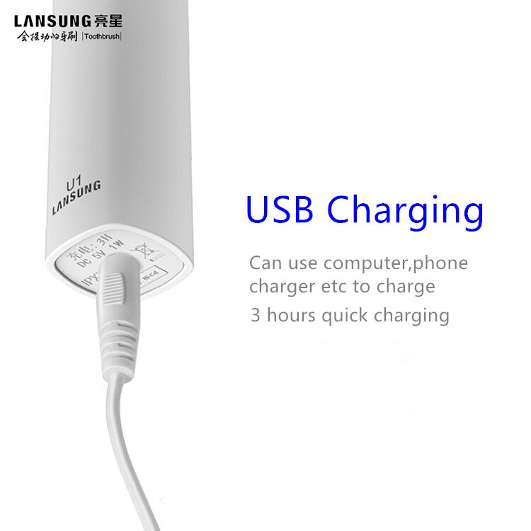 LANSUNG brosse à dents électrique sonique Ultra sonique brosses à dents rechargeables USB avec 4 pièces têtes de rechange et 1 porte-brosse à dents