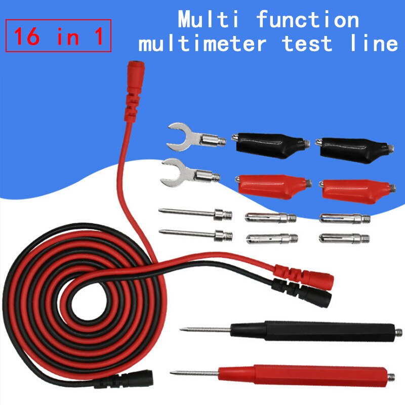 16Pcs in 1 Set Multi-function Multimeter Test Line U-shaped End Clip Test Pen Stick Kit Test Lead 1000V Probe Leads Clip