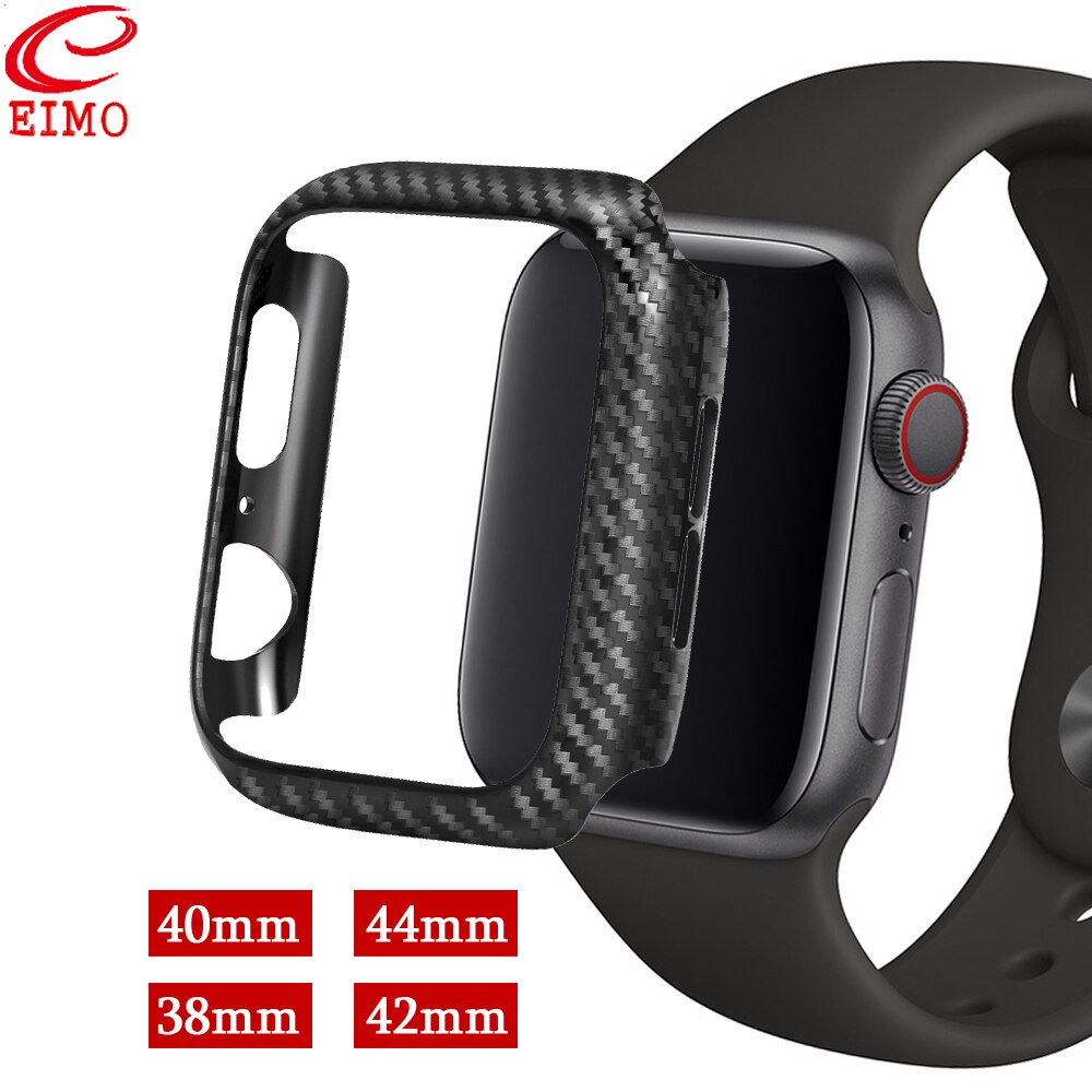 Carbon Fiber Case Voor Apple Horloge 4 5 3 iWatch band 42mm 38mm 44mm 40mm bumper beschermende Ultra Dunne Lijnen shell horlogeband