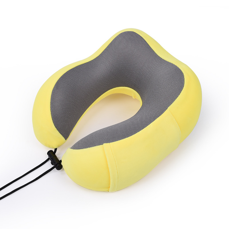 Car U Shaped Memory Foam Neck Pillows Soft Slow Rebound Space Travel Pillow Solid Neck Cervical Healthcare Bedding: Yellow
