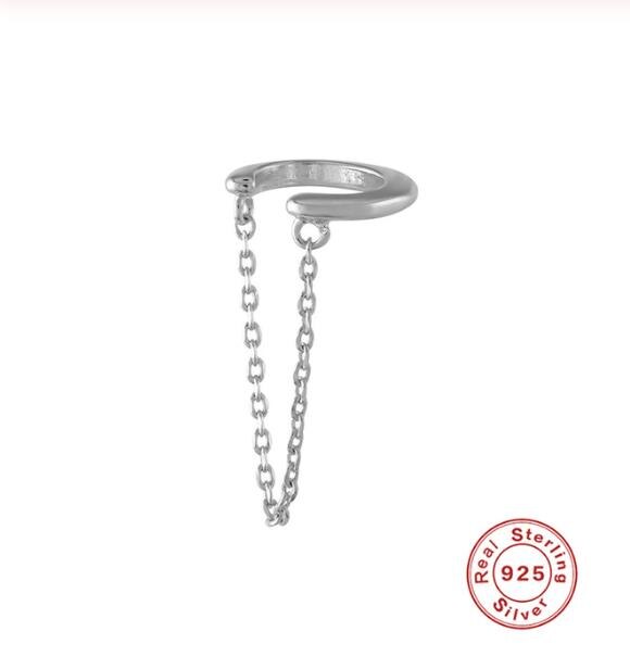 ROXI Prata Esterlina 925 Cadeia de Borla Ear Cuff Clipe Brinco Para As Mulheres Coreano Jóias Indiano Femme 2019 Earcuff Do Punk Longo brinco: Prata