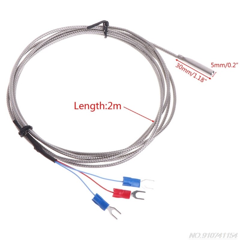 Termopar de Sensor de temperatura de acero inoxidable RTD PT100 con cables 2m 3, N27 20,