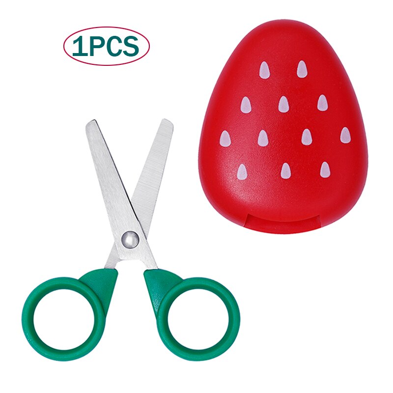 LMDZ Cute Cartoon Modeling Scissors with Magnet Refrigerator Subsidies Portable Student Kawaii Mini Scissors School Stationery: Strawberry