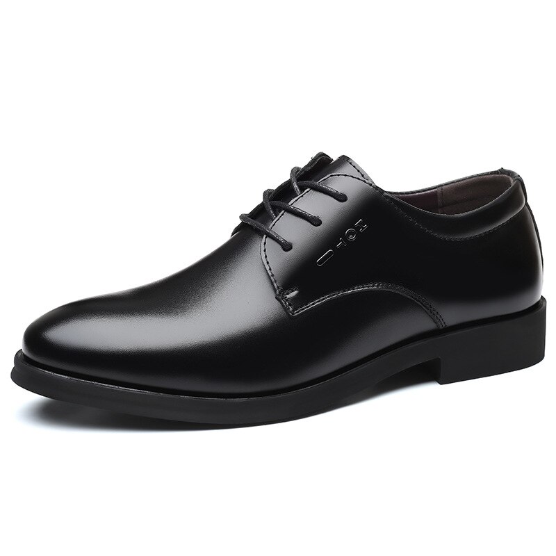 Zwarte heren pak schoenen feest heren nette schoenen italiaans leer veterschoenen formele schoenen heren kantoor sociale: Zwart / 7.5