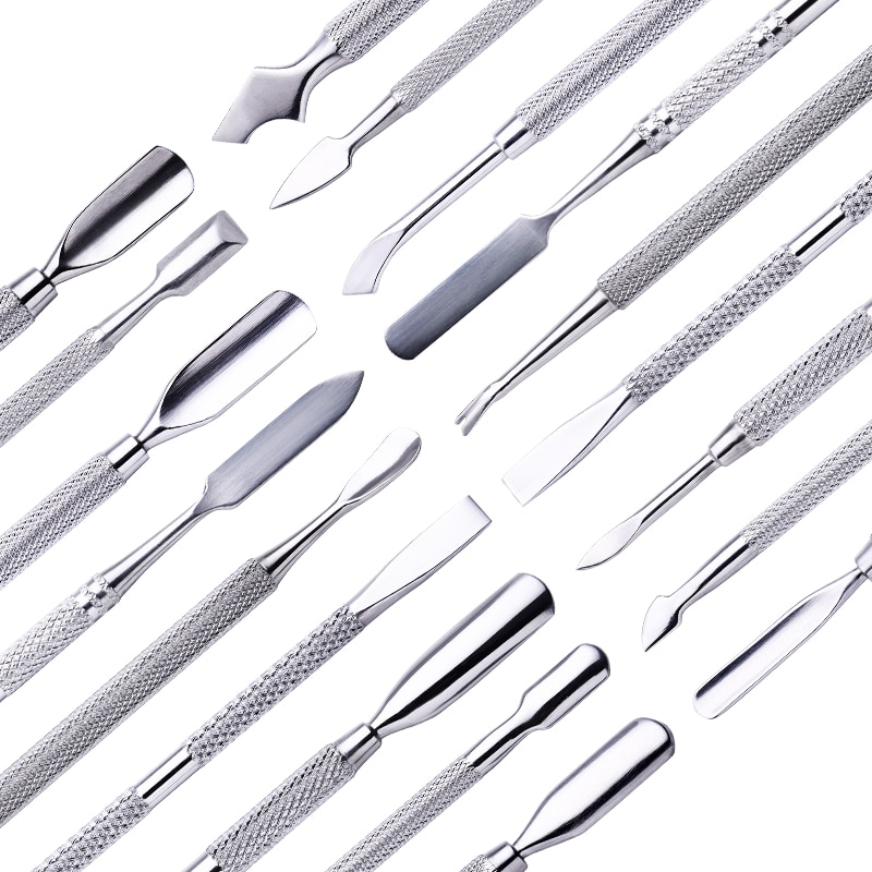 Empujador de cutículas de doble punta de acero inoxidable, producto para eliminar la piel muerta, pedicura, cuidado de las uñas, 1 ud.