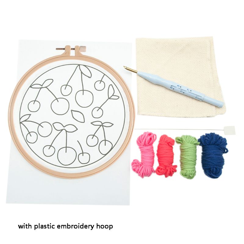 DIY Unfinished Embroidery Poked Kit Fruit Animal Punch Needle Cross Stitch Bag: A