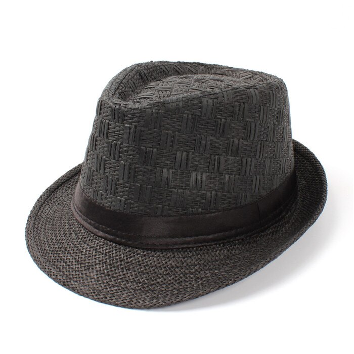 Kvinnor män sommar halm resor båtliv strand solhatt för gentleman lady seaside homburg sun fedora sunbonnet: Svart