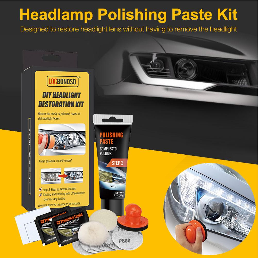 Car Headlight Restoration System Repair Kit DIY Headlamp Brightener Car Care Repair Kit Lamp Light Clean Polish By Manual