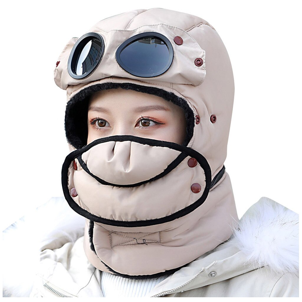 Winter Balaclava Beanie Hat Female For Women Men Face Mask Bonnet Windproof Thick Warm Snow Ski Winter Hat Cap Earflap#g30: Khaki