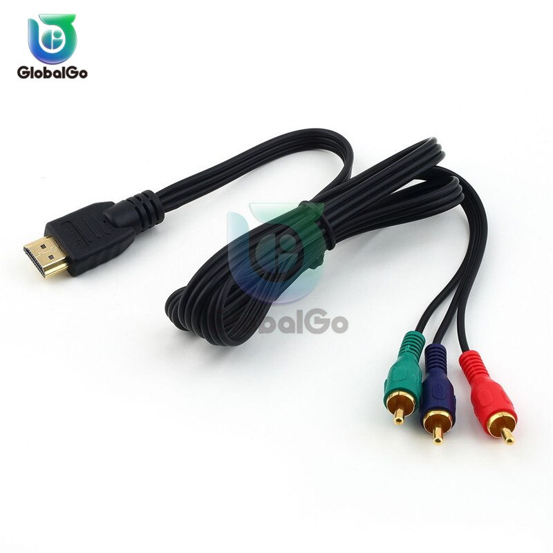 Hdmi til rca kabel hdmi hann  til 3 rca av kompositt hann m/m kontaktadapter konverter kabel ledning avsender