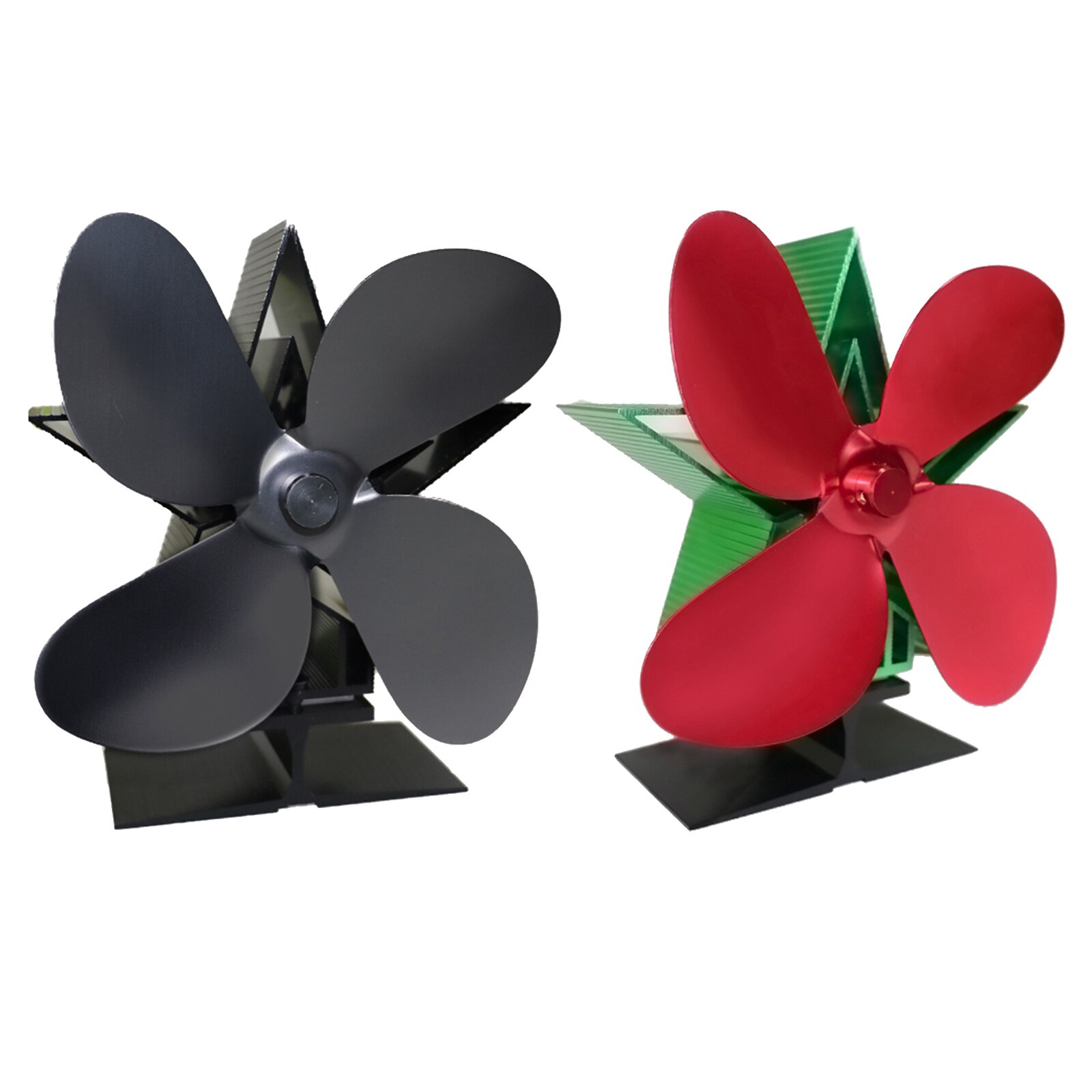 4-Blade Stove Top Fan Heat-Powered Wood Log Burner Heat Distribution Fireplace Fan Eco-Friendly Fuel Saving Warm Air Blower