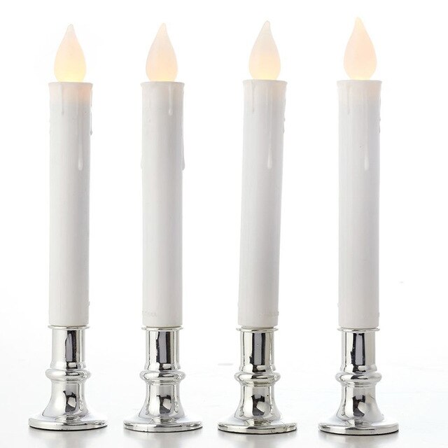 Battery Power LED Candle Stick Light Flameless Flickering Tealight Party Xmas: Silver