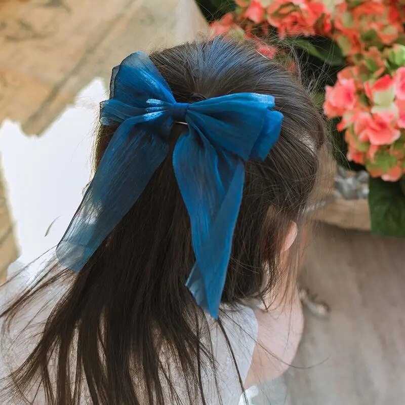 Leuke Meisjes Crystal Mesh Streamer Haar Bogen Op Alligator Clip Prinses Strik Haarspeld Terug Hoofd Haarspeldjes School Hoofddeksels