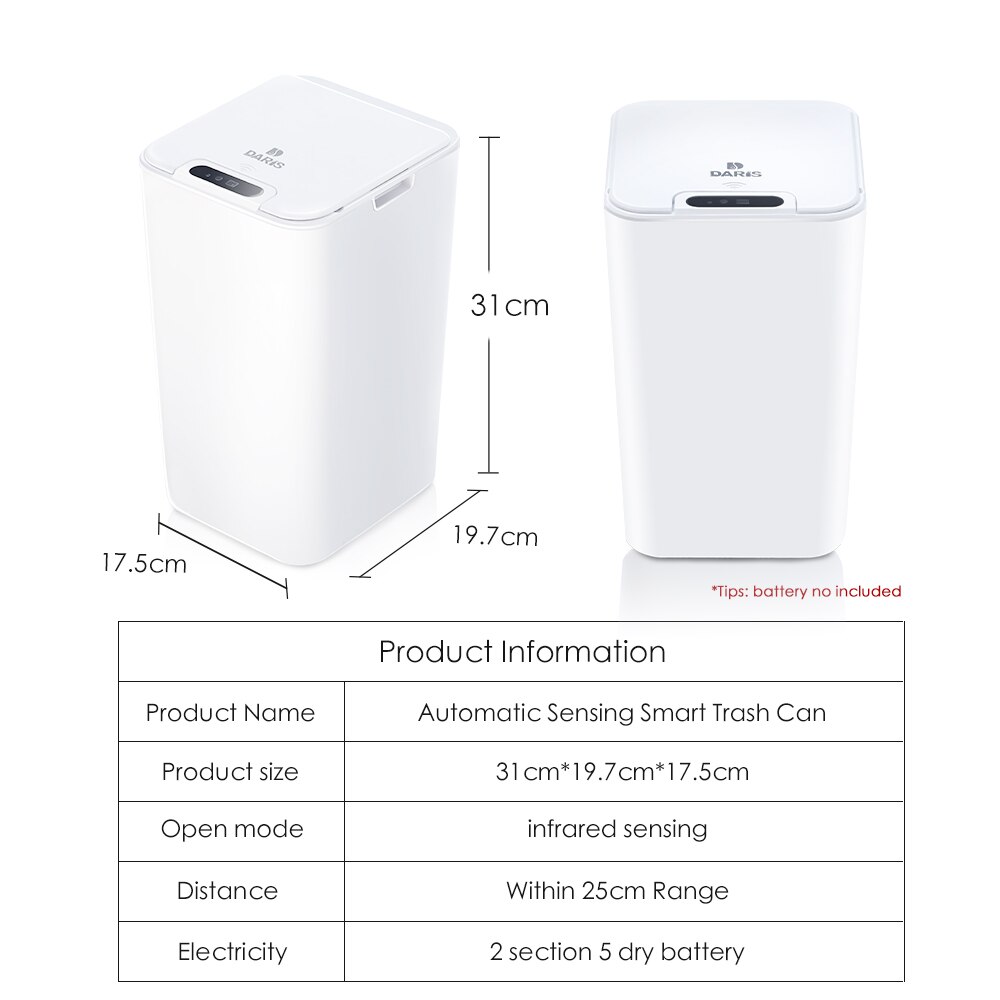 Elektrisk automatisk sensor 12l stor kapacitet skraldespand til hvidt køkken badeværelse smart toilet skraldespand skraldespand