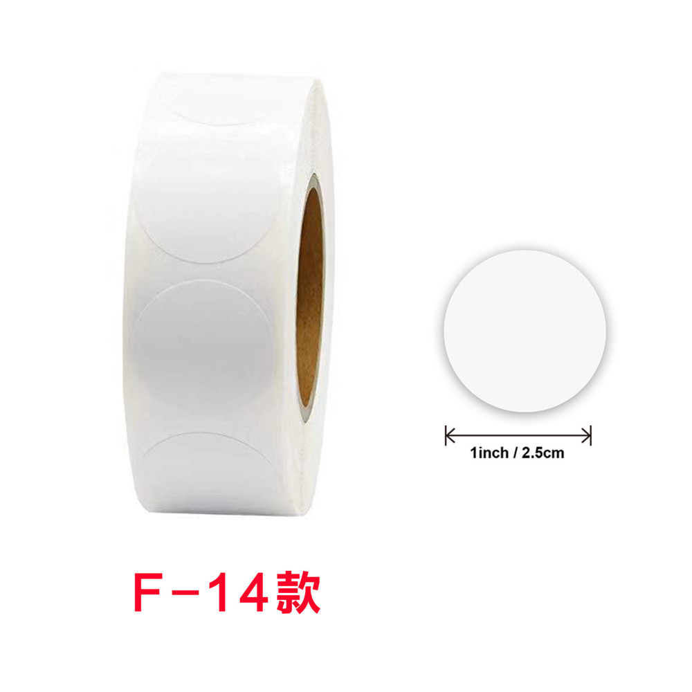 500 tarraa/rulla 2.5cm tyhjää valkoista pyöreää itseliimautuvaa tarraa, valkoiset sydäntiivistystarrat: Musta