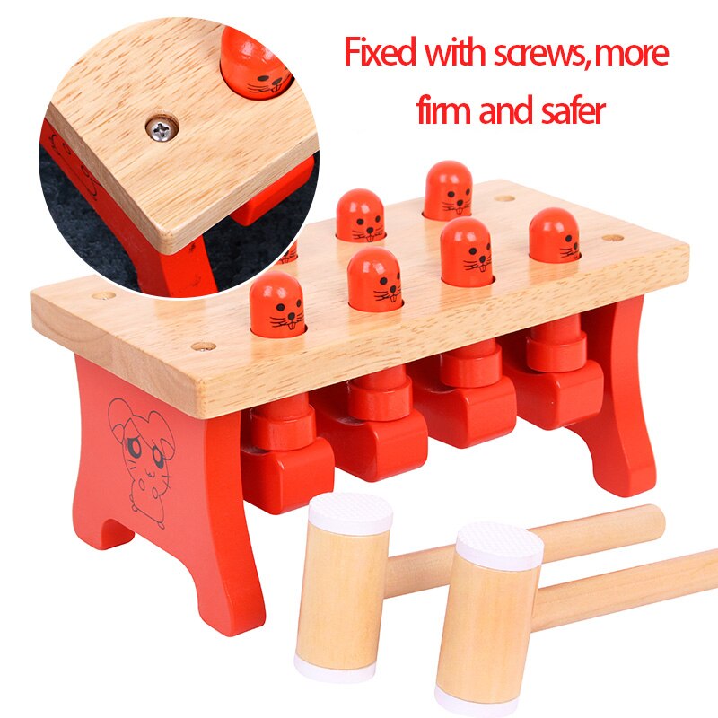 Children's Wooden Happy Playing Hamster Parent Child Interaction Leisure Puzzle Early Education Percussion Piling table Toys