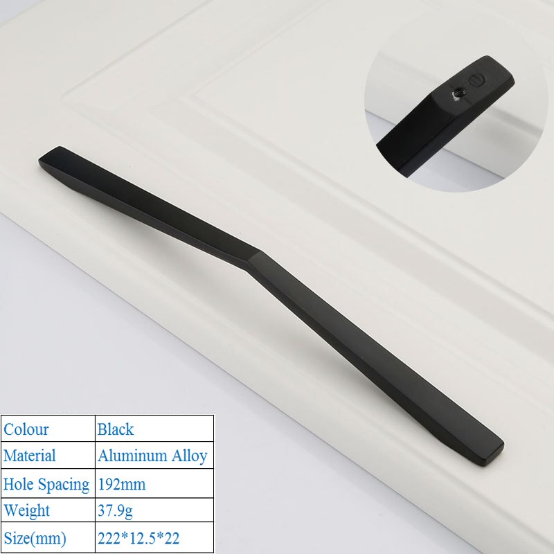 Zwarte Amerikaanse Aluminium Legering Deurgrepen Garderobe Lade Pull Keukenkast Knoppen Voor Meubels Handvat Hardware Accessoires: 9030-192mm