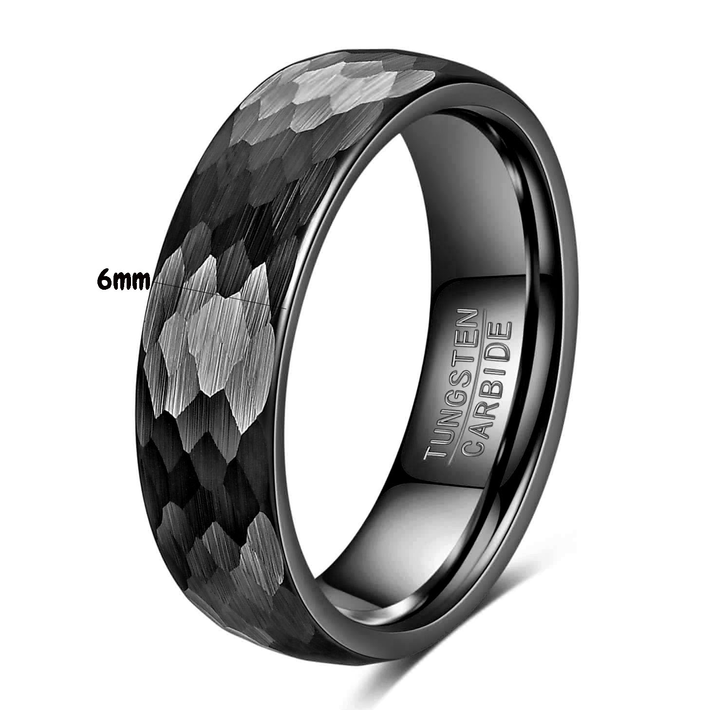 Anillos de carburo de tungsteno martillados en oro/negro/plata de 6 mm para hombres y mujeres