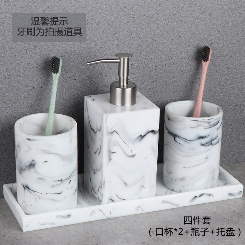 Europæisk marmor harpiks harpiks krus børste tandvask par tandbørste kop badeværelse forsyninger: C