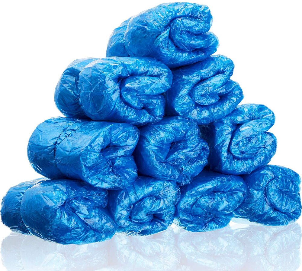 100 Stuks Wegwerp Schoen Cover Blauw Plastic Anti Slip Cleaning Overschoenen Boot Veiligheid (50 Pairs)