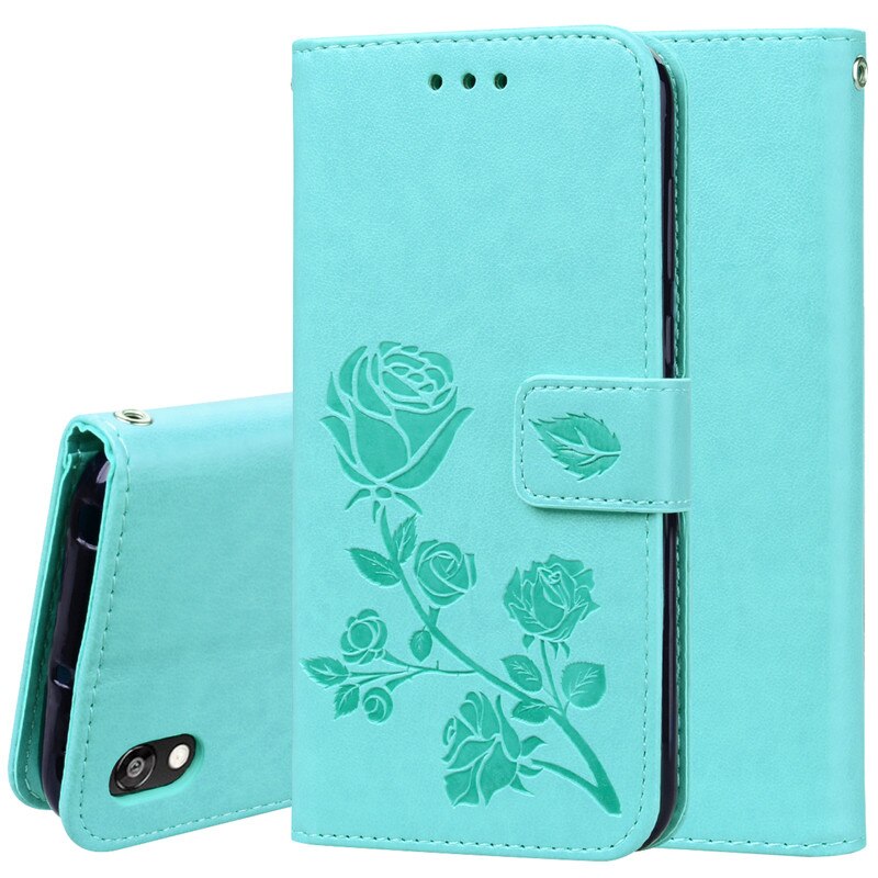 Huawei Y5 Case Luxury Leather Wallet Flip Case for Huawei Y5 Y 5 AMN-LX9 AMN-LX2 AMN-LX1 3D Flower Flip Case: Light Green