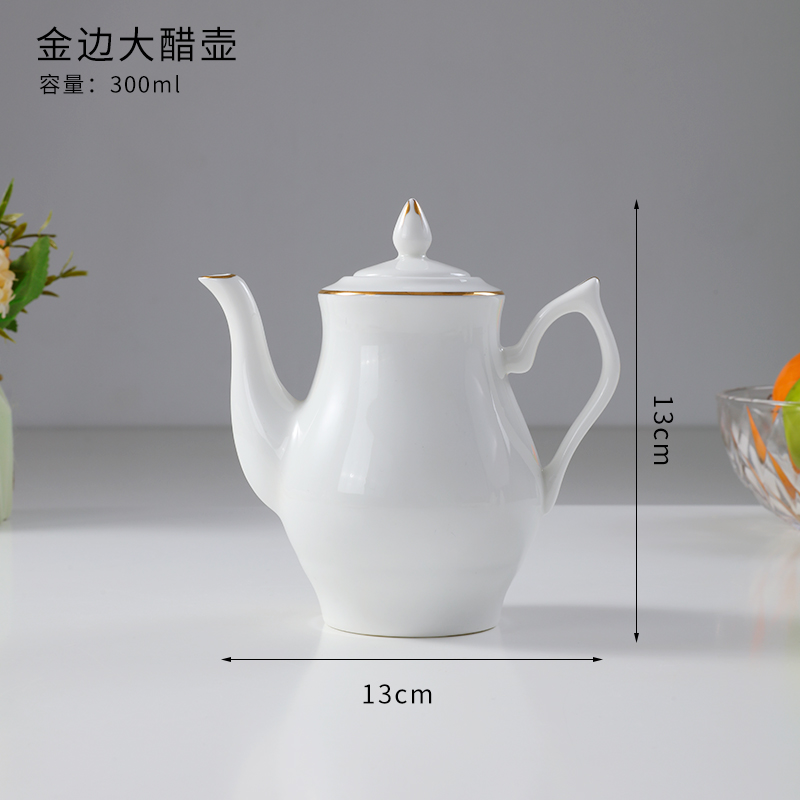 Dining Table Oil Bottle No Drip Dispenser Cooking Ceramic Oil Bottle Container Storage White Cosas De Cocina Kitchen Tool OC50TL: 300ml