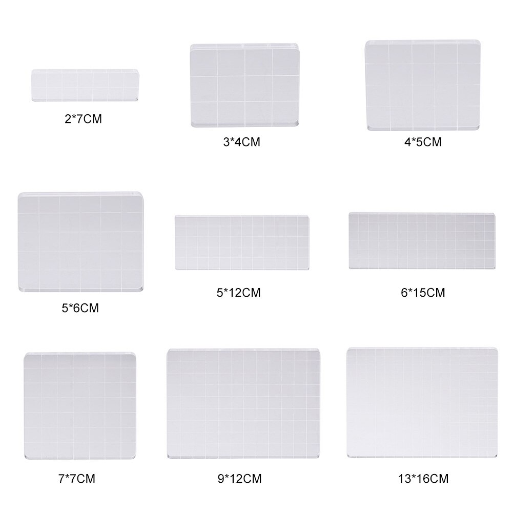 9 Size Acrylic Block For Clear Stamp Cling Mounted Rubber Stamps DIY Scrapbooking Clear Photo Album Decorative Handmade Tool