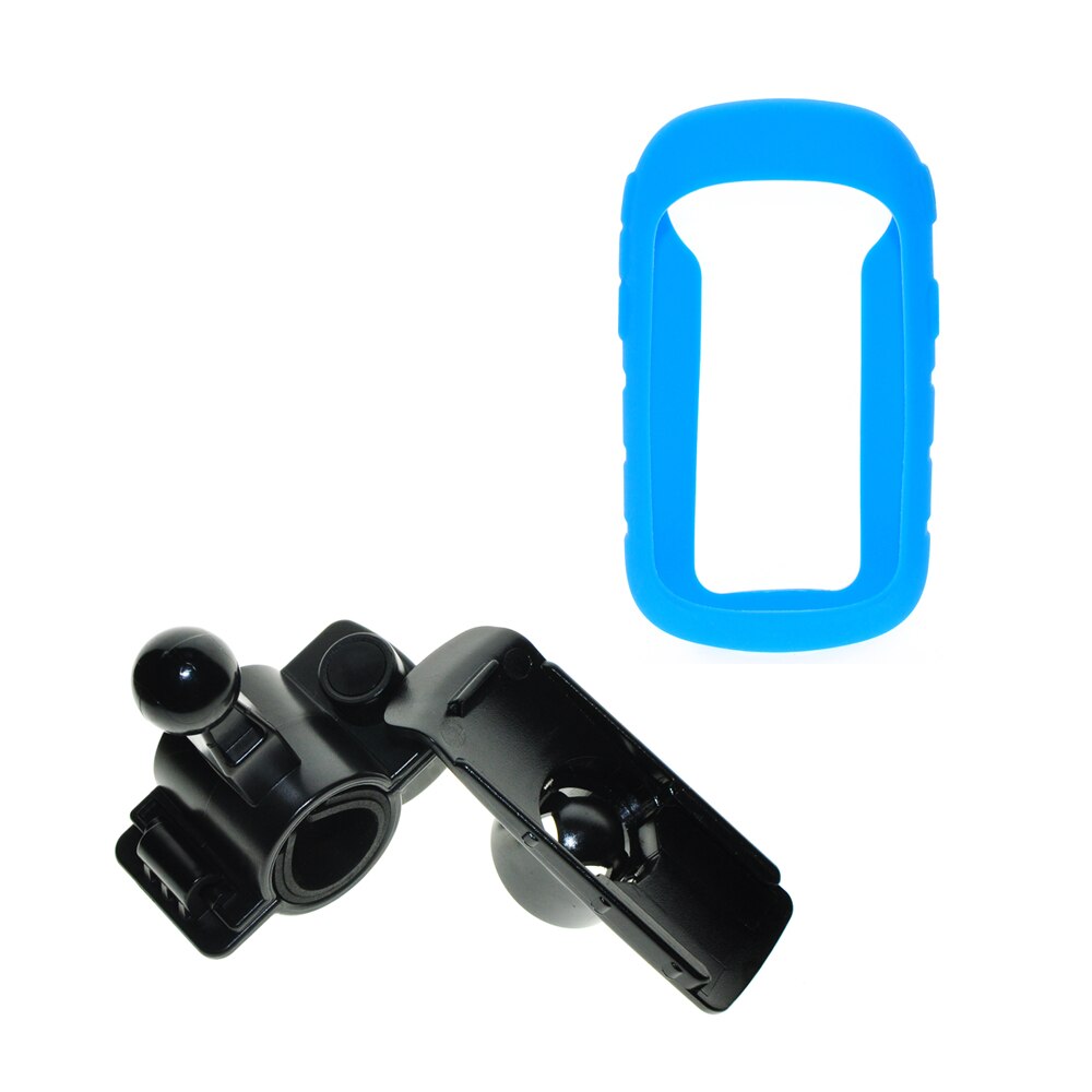 Soporte de montaje giratorio para bicicleta de motocicleta, funda protectora de silicona para GPS Garmin para eTrex 10 20 30 10x 20x 30x: Azul
