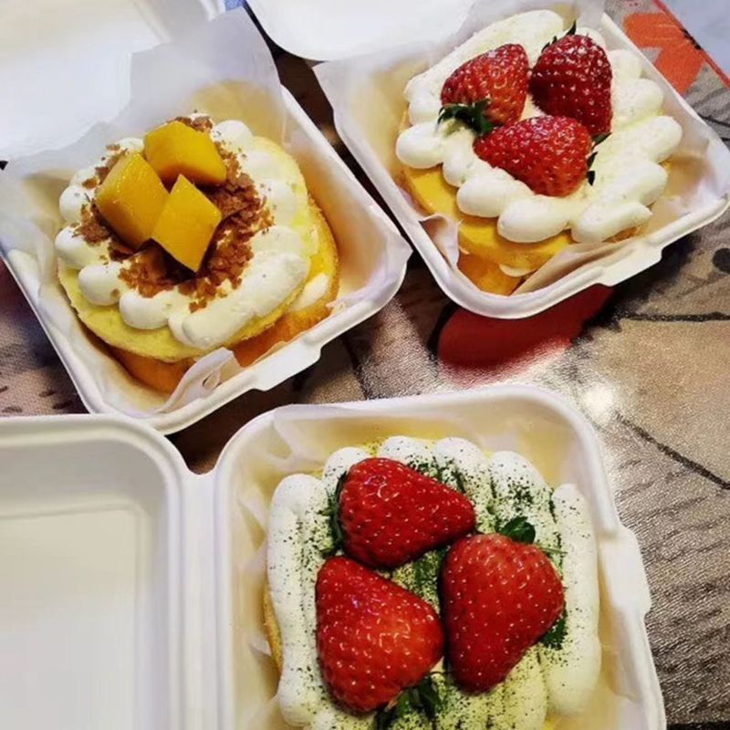 50 Teile/beutel Biologisch Abbaubar Einweg Takeout Lebensmittel Container Leck Beweis Kuchen Hamburger Halfter Kasten für Gaststätten