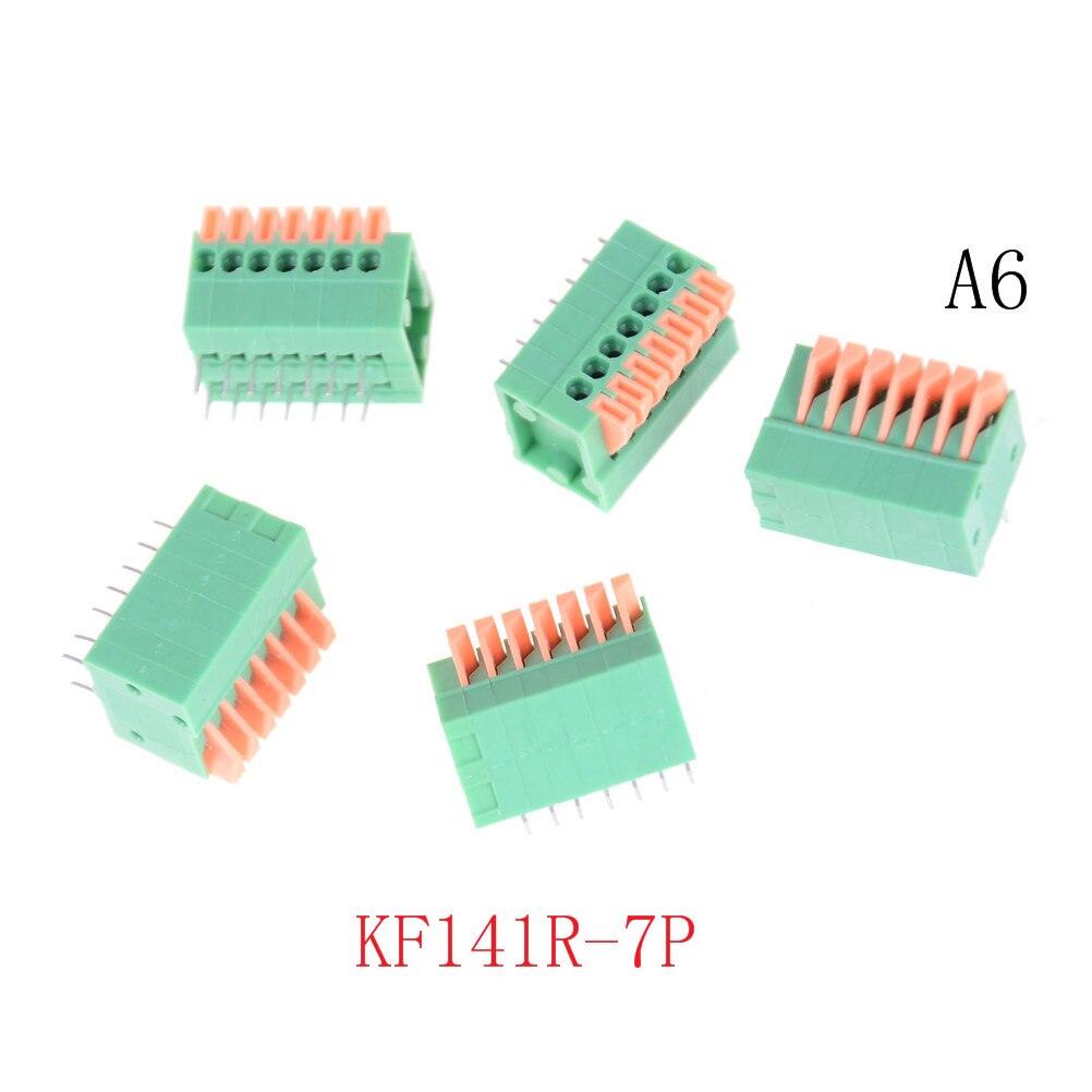 5 uds JETTING 2/3/4/5/6/7/8/9/10P KF141R KF141V 2,54mm conectores de paso PCB resorte bloque de Terminal verde de cobre flexible