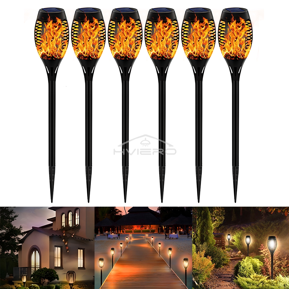 1/2/4/6/8PCS Outdoor Solar Flame Lights 12Led Flickering Garden Path Yard Patio Park Floor Decoration Landscape Lamps Waterproof: Orange
