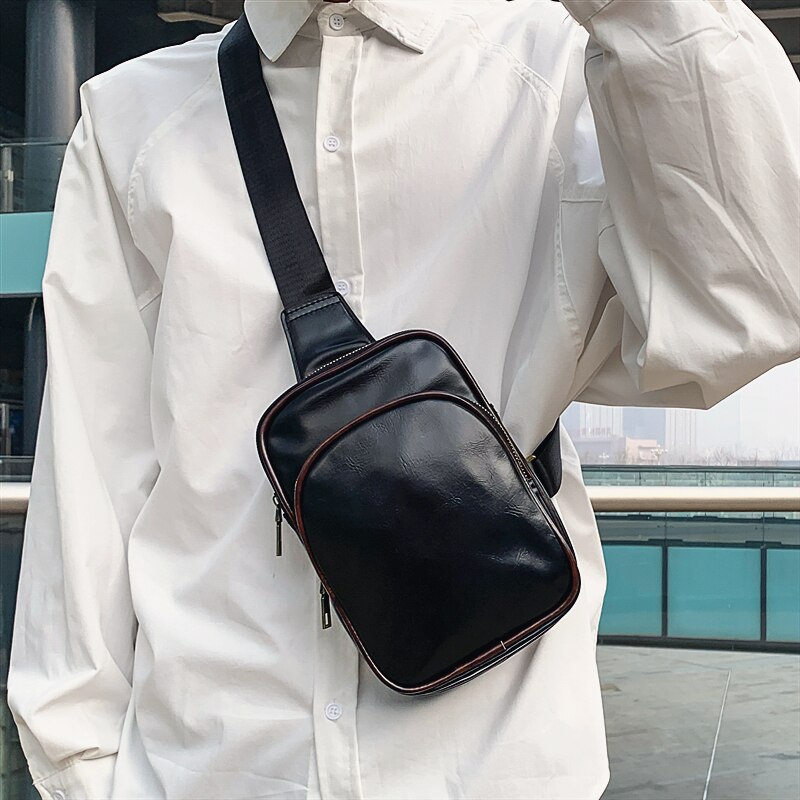 Bolso de pecho de Pu de cara suave, bandolera de coreana, bolsa de hombro para parejas, bolsa deportiva