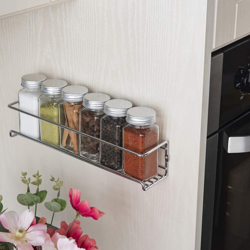 Estante de especias para el hogar, estante de Metal sin perforación para especias, organizador práctico para cocina, baño, gabinete, soporte para botella
