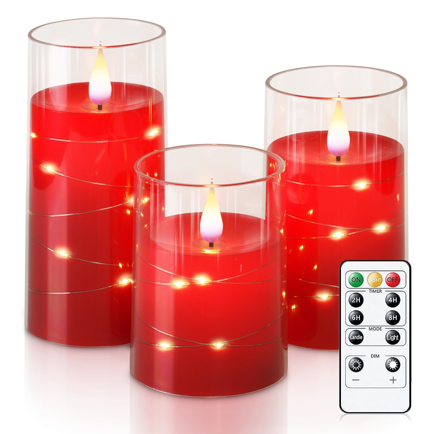 Bougies électroniques à LED pour la décoration de la maison, bandes lumineuses à LED avec télécommande, bougies en verre, fête de Noël et de mariage: RGB