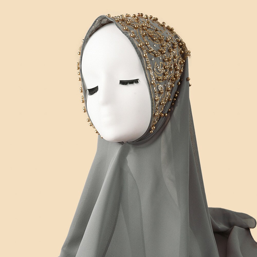 Ramadan Muslimischen Hijab Mit Strass Chiffon Schals Für Frauen Islam Kleidung Kopftücher Mit Stein Schal Damen Schleier: 06
