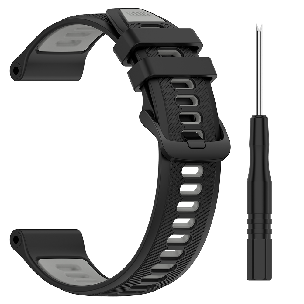 Correa deportiva de silicona para Garmin Forerunner 965, pulsera para Forerunner 955 Solar 945 LTE 935 745, accesorios de correa de reloj: Negro y gris