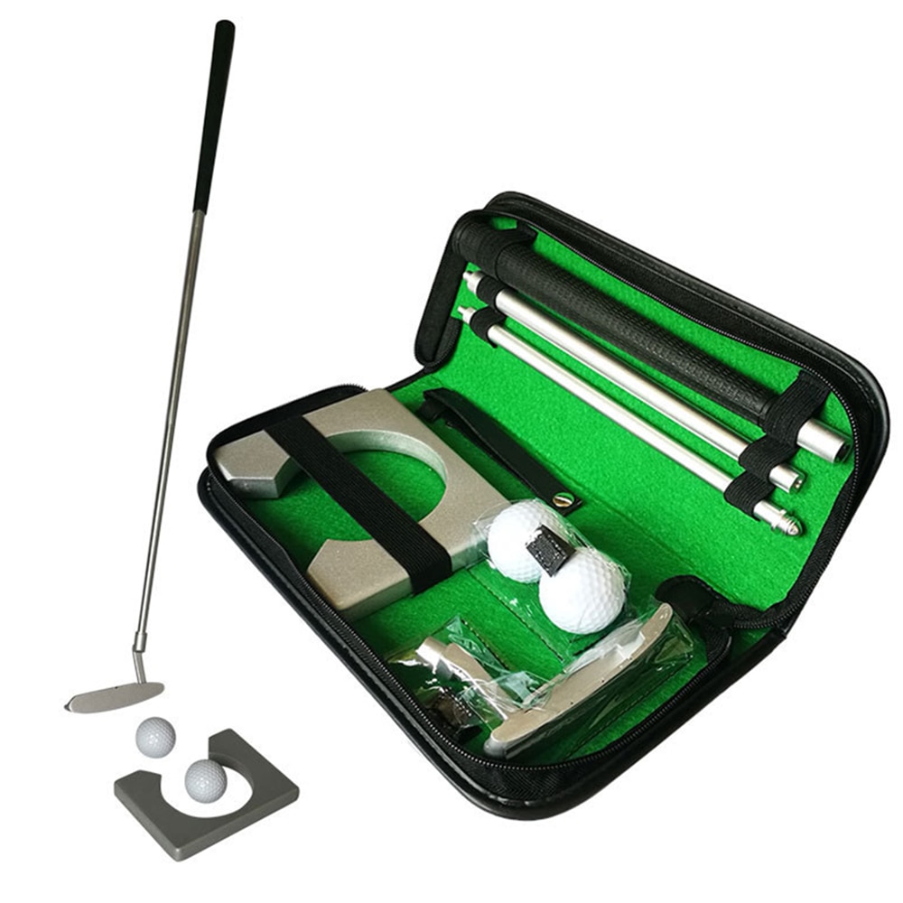 Classic Mini Portable Golf Ball Holder Putter Putting Home Office Indoor Training Aids Golf Putting Practice Kit Set