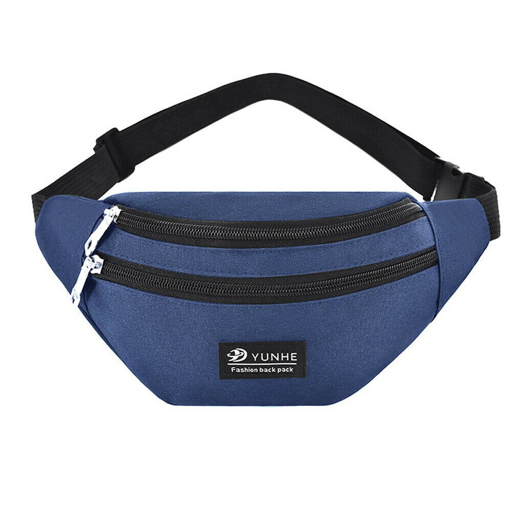 Oxford klud talje taske mænds og kvinders universelle bæltetaske sport rejse udendørs ensfarvet brystpose heuptas: Blå