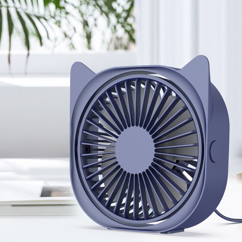 Usb Oplaadbare Mini Pocket Fan Elektrische 3-Speed Verstelbare Draagbare Kleine Ventilator Desktop Computer Batterij Stille Ventilator: dark blue