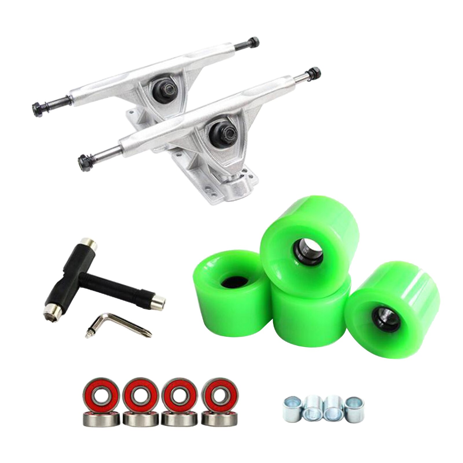 Solide Skateboard Lkw Rad Reparatur Multi-tools Installieren Montage Lager Skateboard Longboard Räder Roller Reparatur Werkzeuge: Silver Green