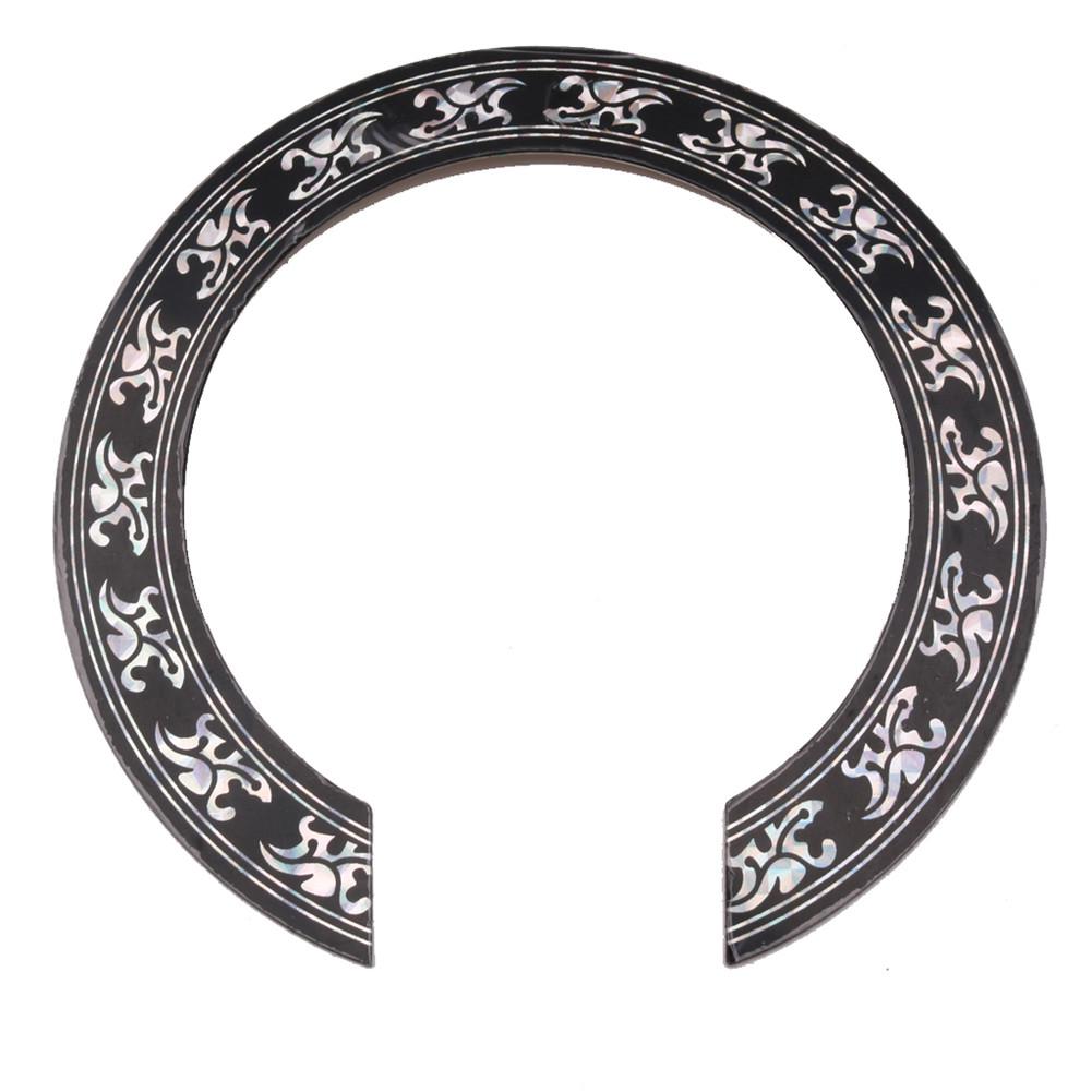 Pegatinas para guitarra, Círculo de sonido con patrón de flores de 105mm de diámetro, agujero de sonido para guitarra, pegatinas circulares para accesorios de guitarra clásica: Silver