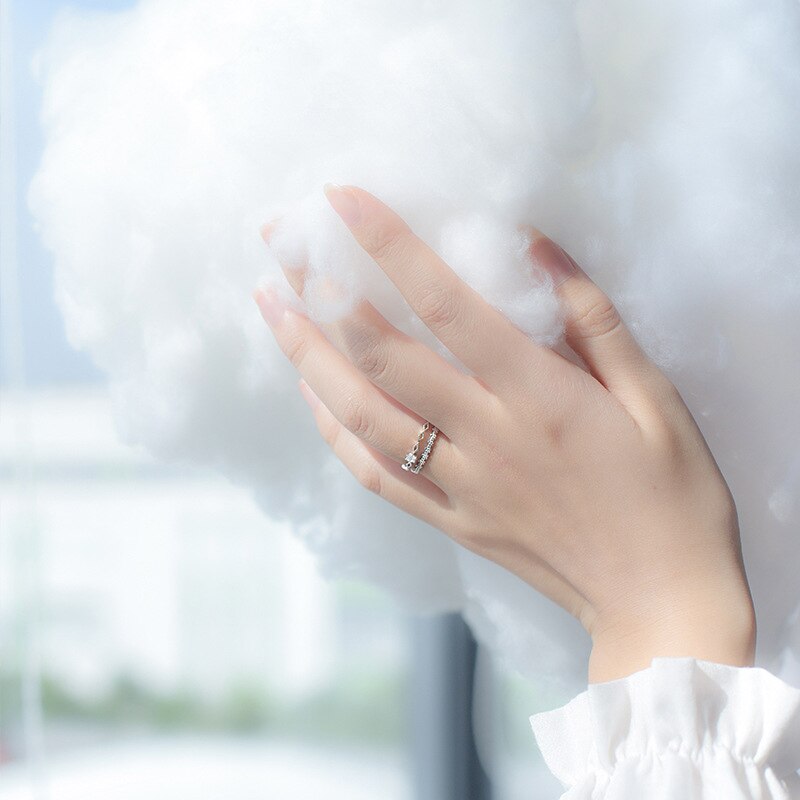 Anillos de apertura minimalistas Retro para mujer, doble capa, Luna, estrellas, Cruz, circón, anillo de dedo ajustable, joyería de personalidad para chica