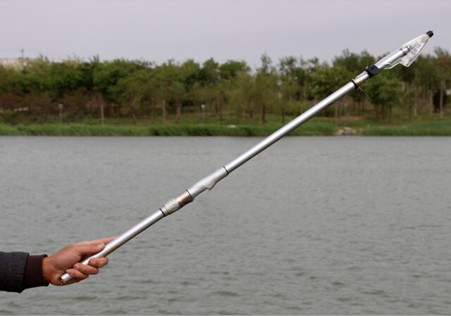 3.6m/4.5m/5.4m/6.3m Portable télescopique canne à pêche bobine fibre de carbone poisson pôle mer pêche rocheuse canne à pêche: Gris clair / 3,6 m