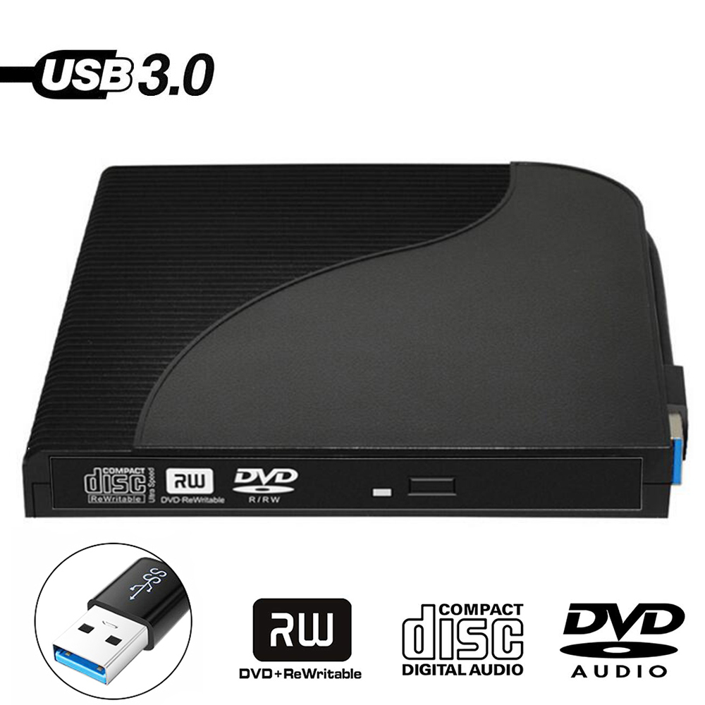 USB 3.0 Portable External DVD-RW/CD-RW Burner Writer Rewriter Optical Disc Drive CD DVD ROM Player For Laptop PC Desktop HP