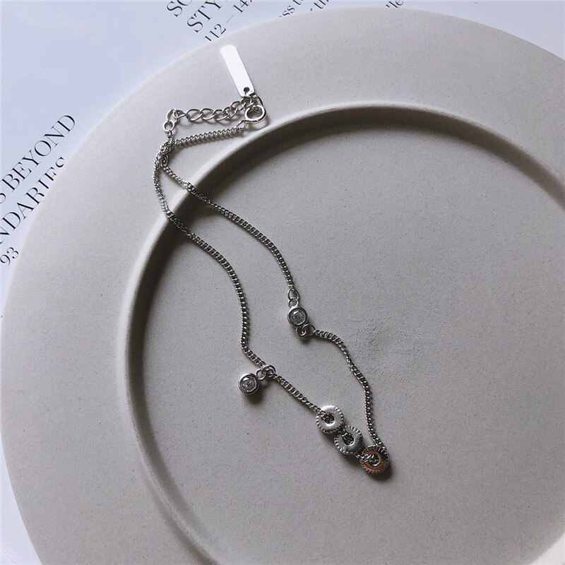 RUIYI Real 925 Sterling Silver Women Summer Cool Anklets Female Niche Coin Chain Feet Jewelry Anklets Minimalist Ankle Bracelets