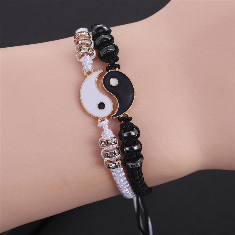 1 Pc Paar Armband Chinese Retro Tai Chi Gossip Verban Pech Hand Geweven Touw Bff Beste Vriend Vriendschap Sieraden